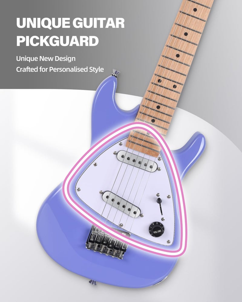 Winzz 30 Inch Kids Electric Guitar Beginner Kit, Junior 1/4 Size Mini Electric Guitar for Children Complete Stater Set with Amp, Gloosy Purple Colour - Image 3